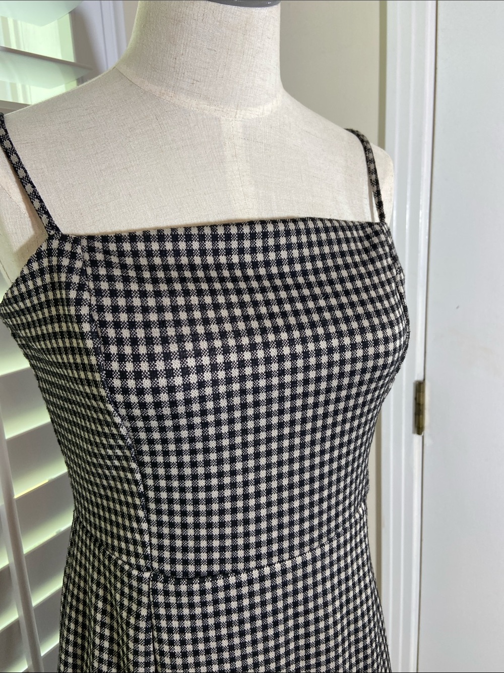 Altar'd State Black White Houndstooth Spaghetti Strap Mini Dress Sz L Mod Chic - Picture 2 of 13